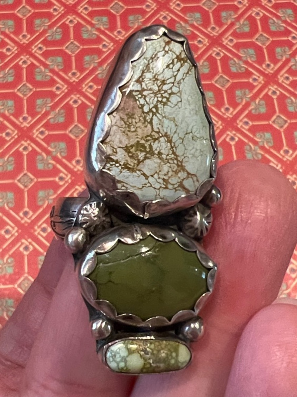 Sterling Silver Green Turquoise Statement Ring - Women Jewelry